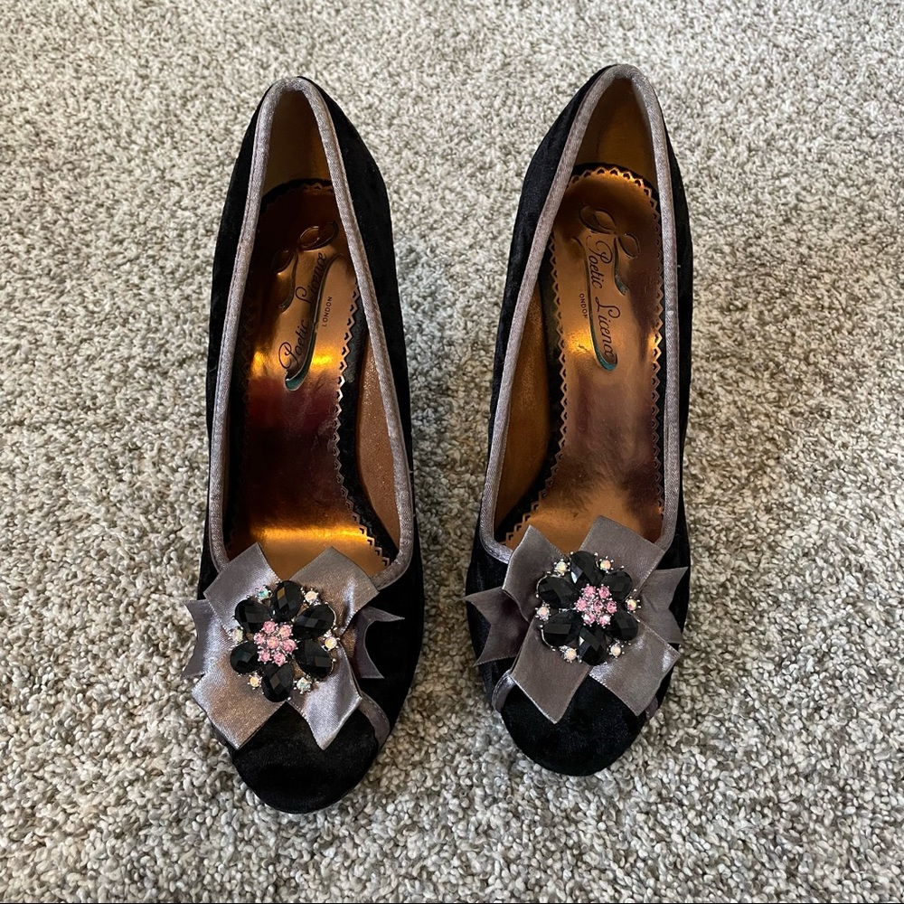 Velvet Heels with Purple Bows 🖤